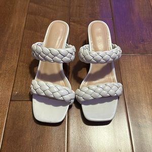 Open Tied White Heels